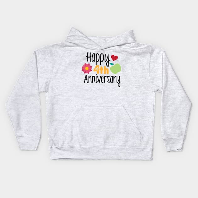 Happy 4th Anniversary Kids Hoodie by justSVGs